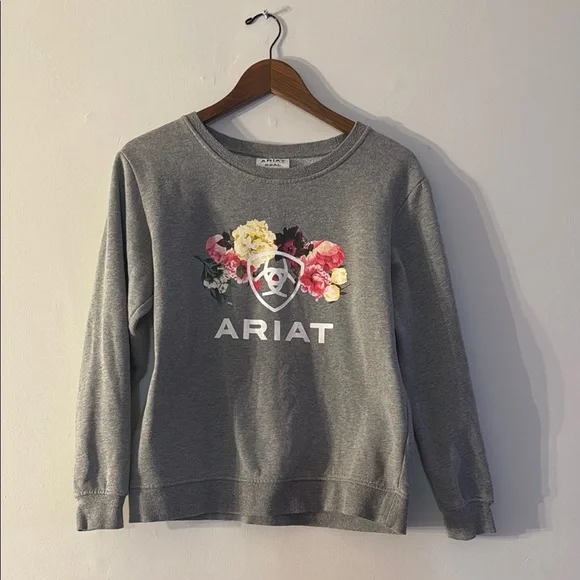 Ariat Gray Floral Crew - Picture 1 of 4